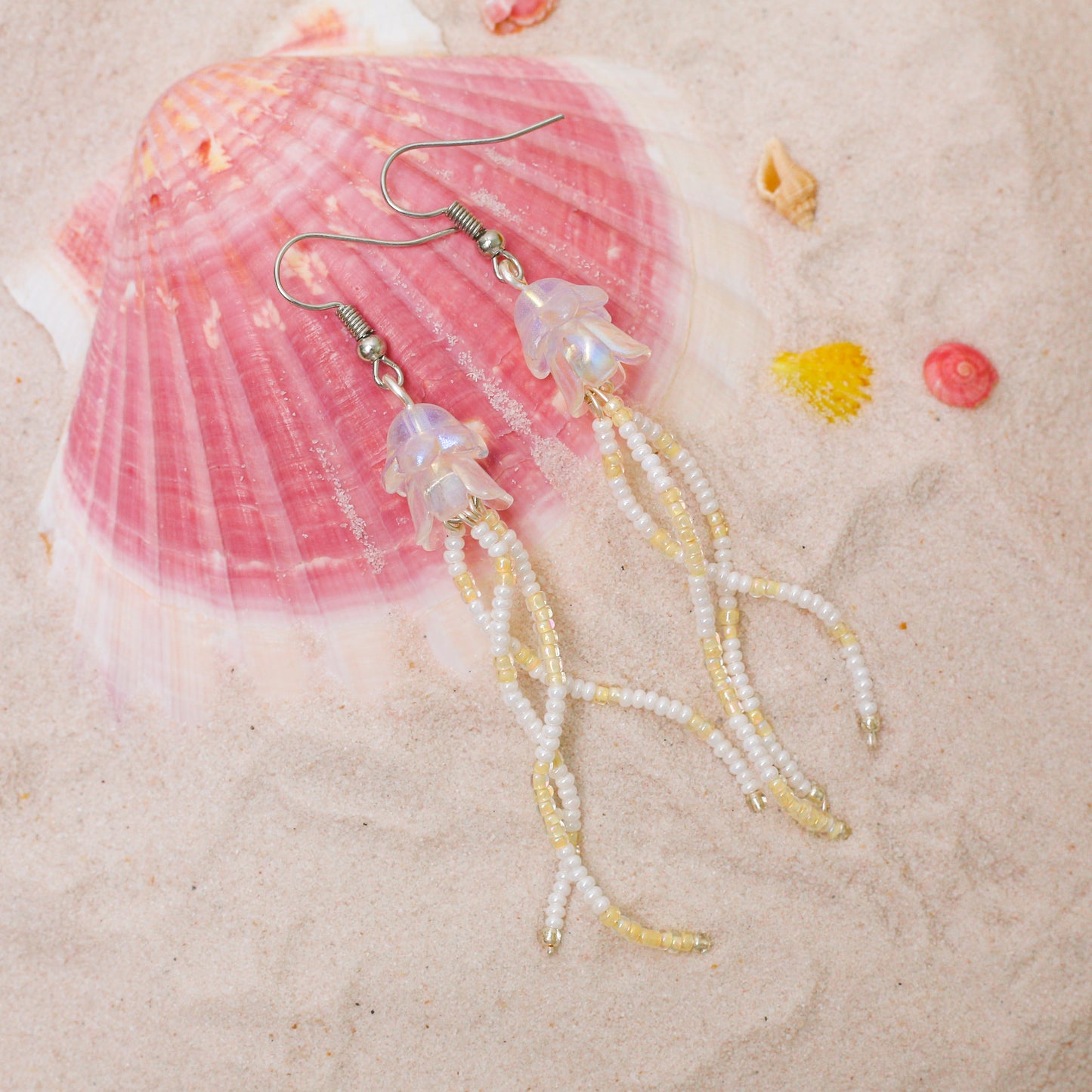 Handmade Jellyfish Earrings – Iridescent Ocean-Inspired Dangles