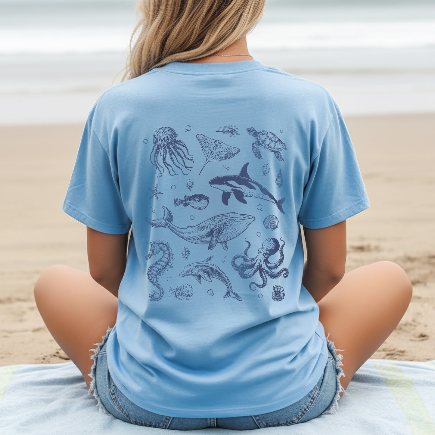 Ocean Life Graphic Tee – Sea Creatures Unisex T-Shirt / Marine Art Shirt / Beach Vibes Tee