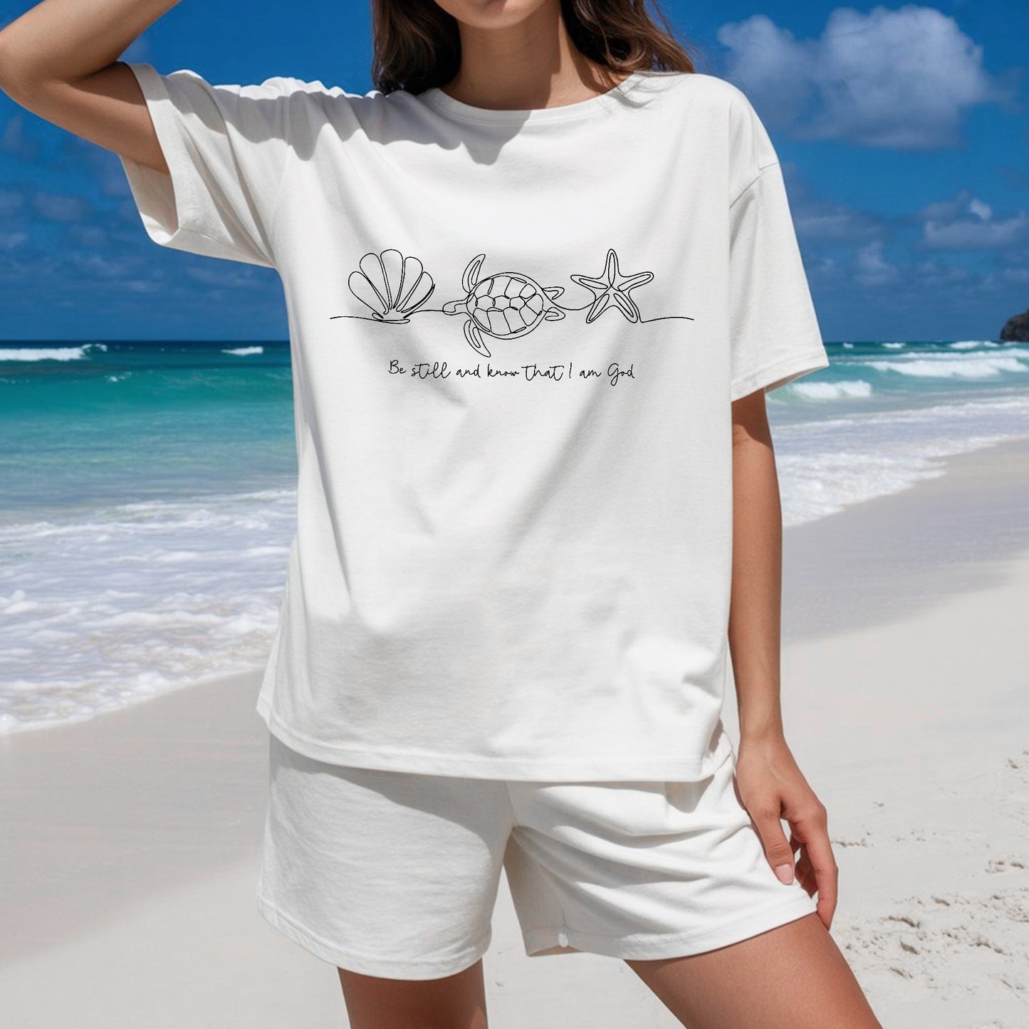 Coastal Shell & Sea Life Graphic T-Shirt