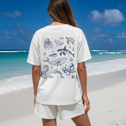 Ocean Life Graphic Tee – Sea Creatures Unisex T-Shirt / Marine Art Shirt / Beach Vibes Tee