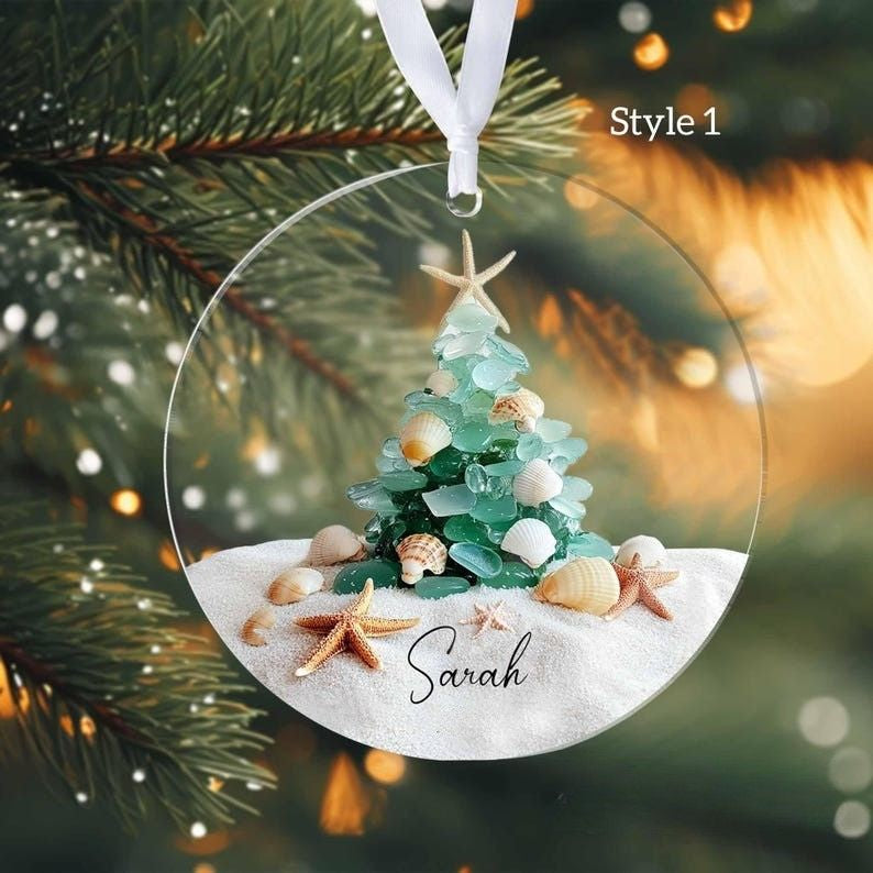 Personalized Coastal Christmas Ornament