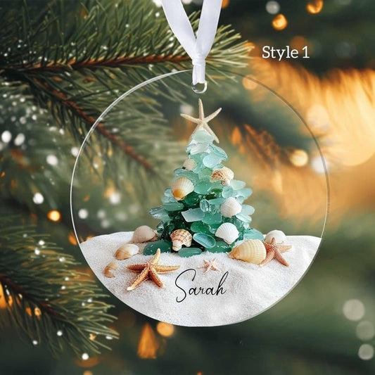 Personalized Coastal Christmas Ornament