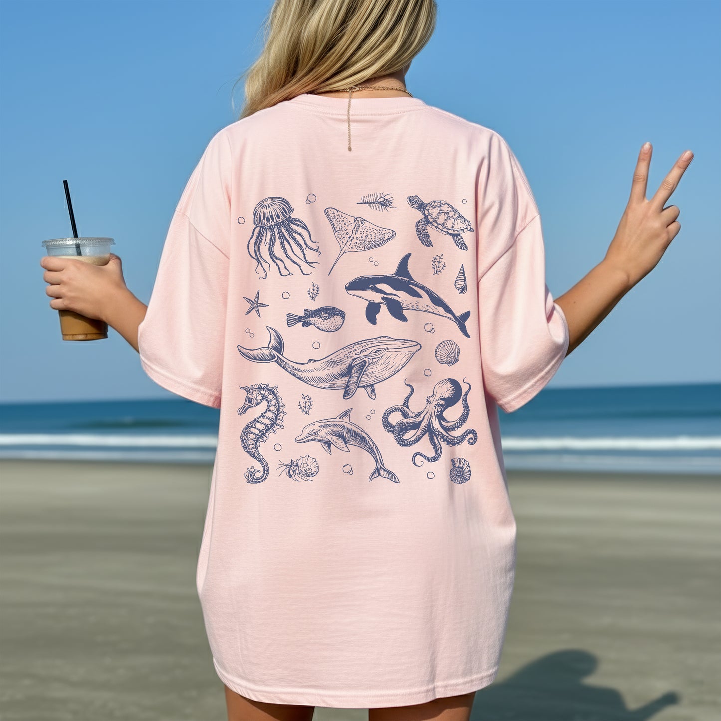 Ocean Life Graphic Tee – Sea Creatures Unisex T-Shirt / Marine Art Shirt / Beach Vibes Tee