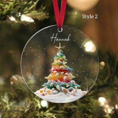 Personalized Coastal Christmas Ornament