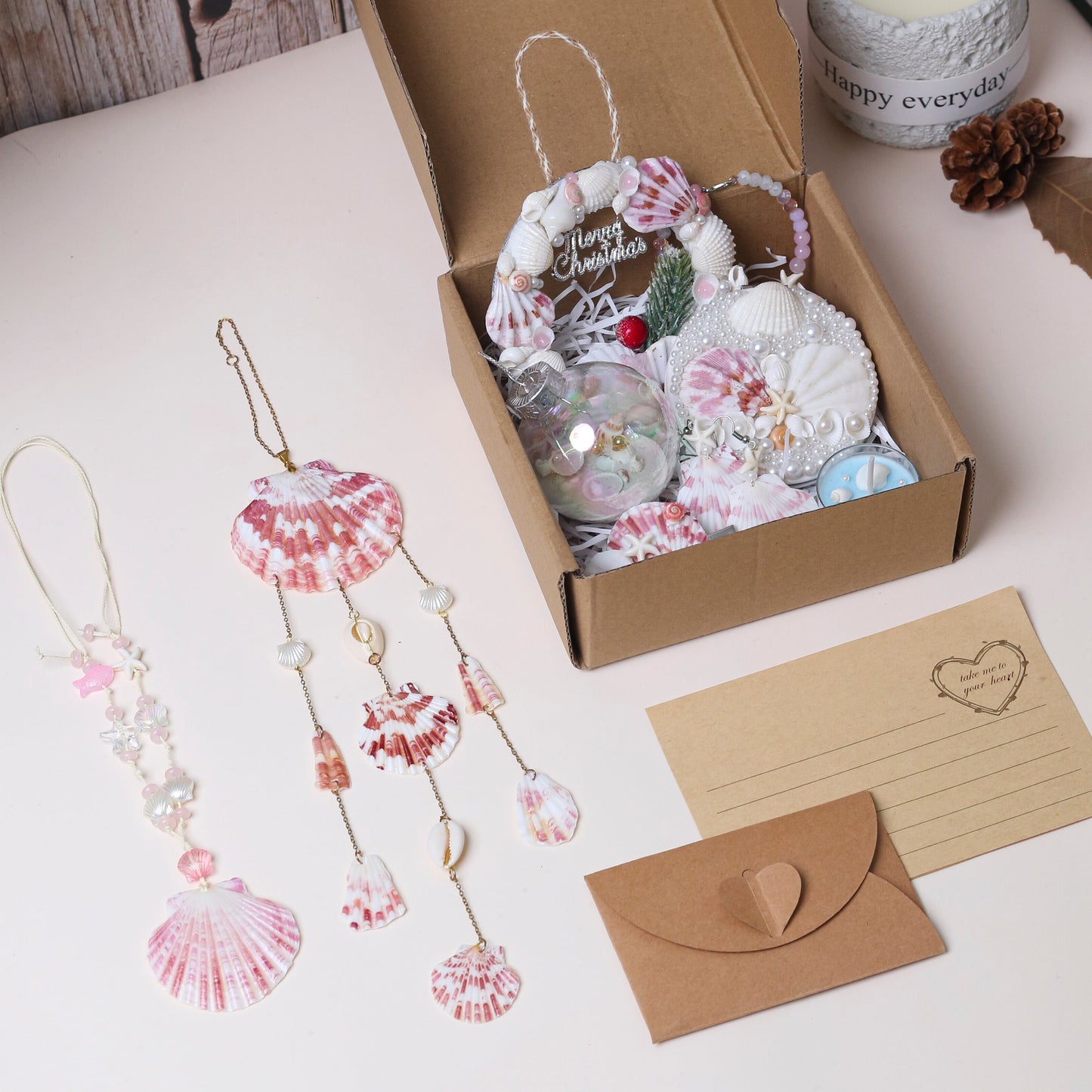 [9 Products] Christmas Seashell Gift Set – Handmade Holiday Beach-Inspired Gift Box