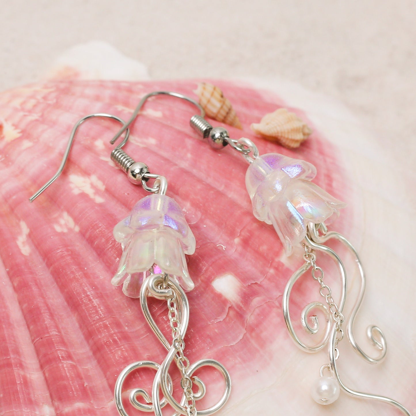Handmade Jellyfish Earrings – Iridescent Ocean-Inspired Dangles