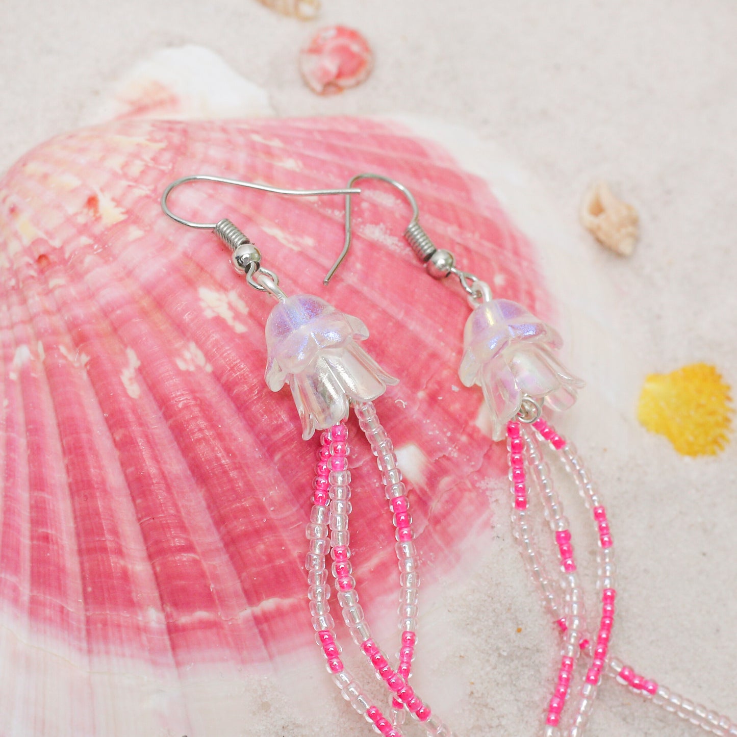 Handmade Jellyfish Earrings – Iridescent Ocean-Inspired Dangles