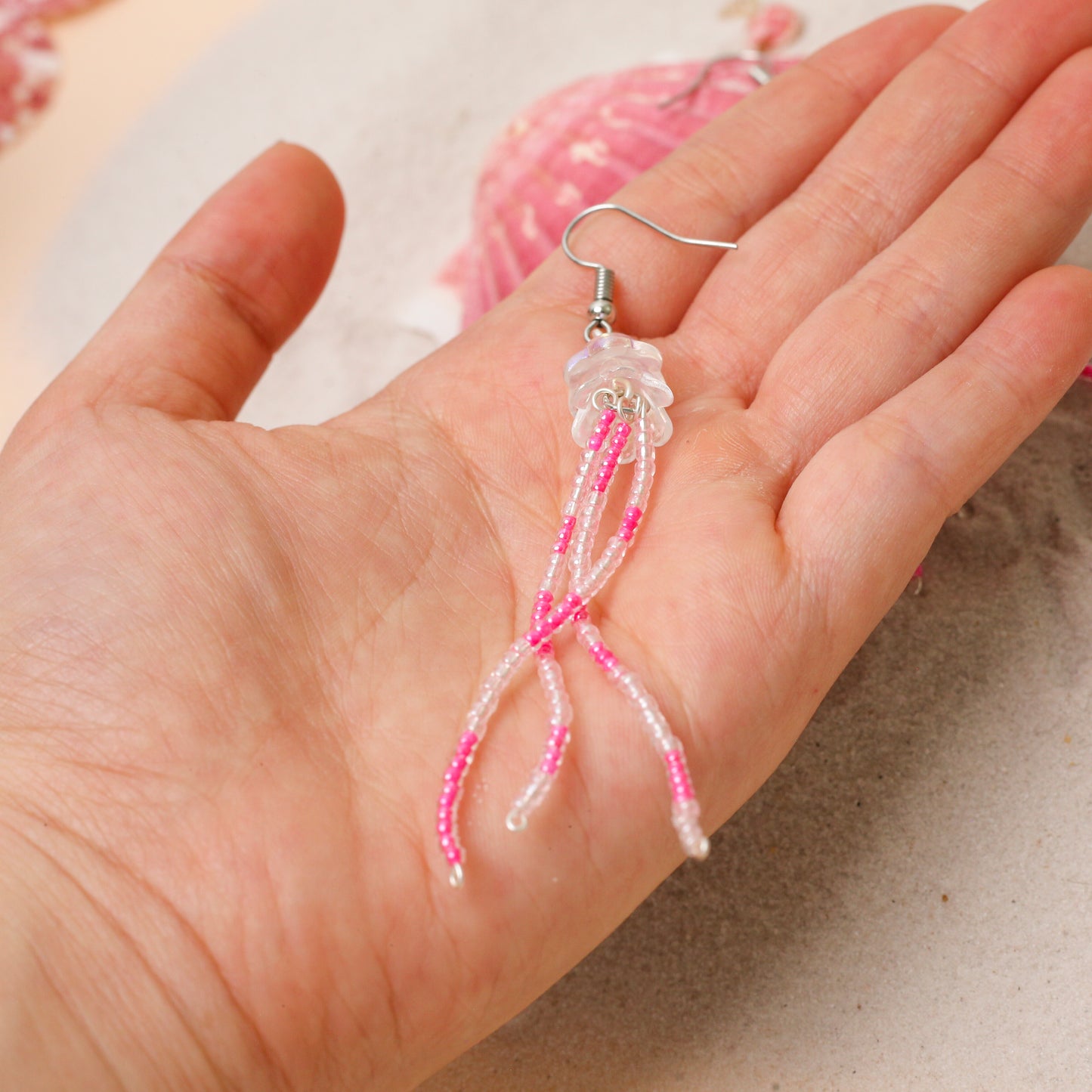 Handmade Jellyfish Earrings – Iridescent Ocean-Inspired Dangles