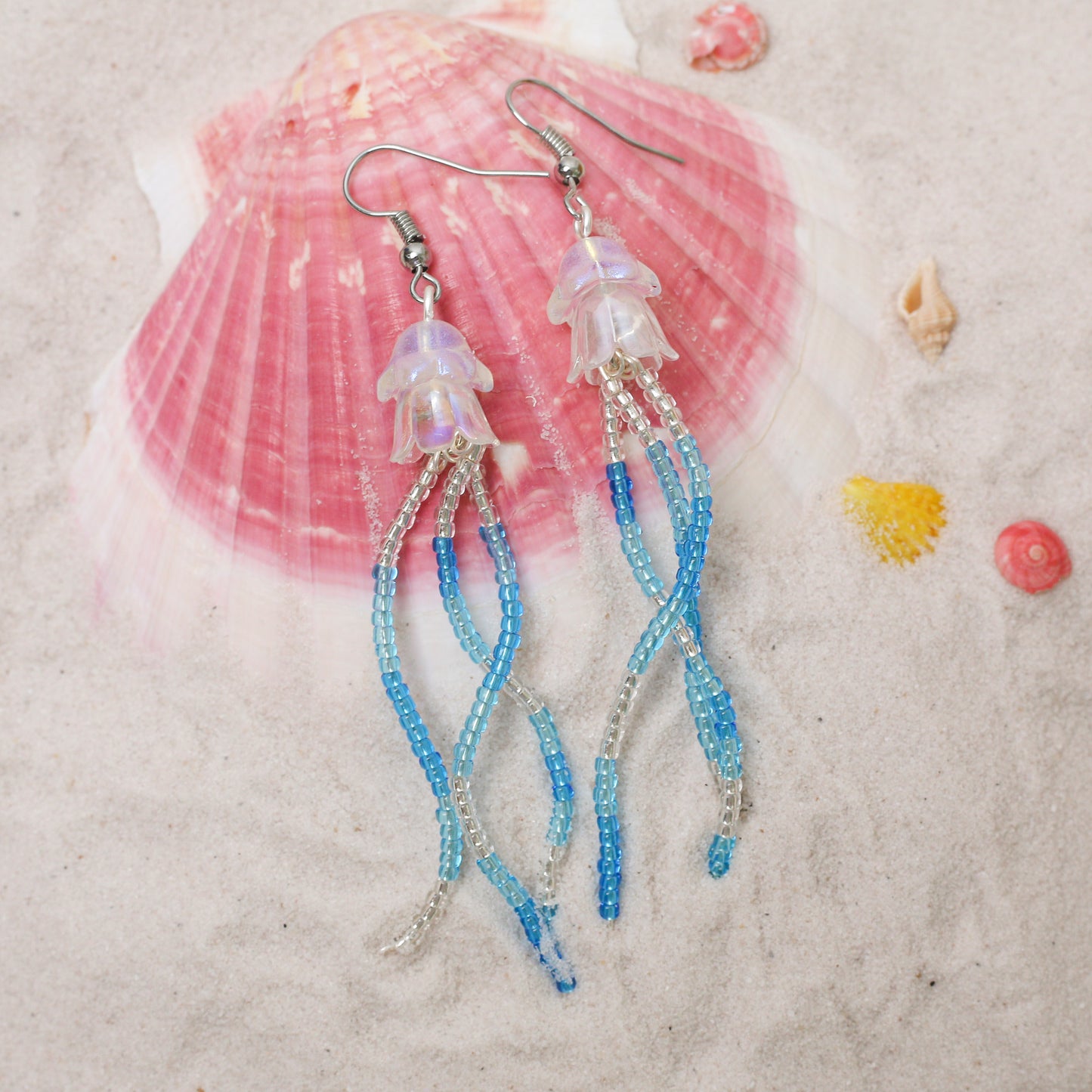 Handmade Jellyfish Earrings – Iridescent Ocean-Inspired Dangles