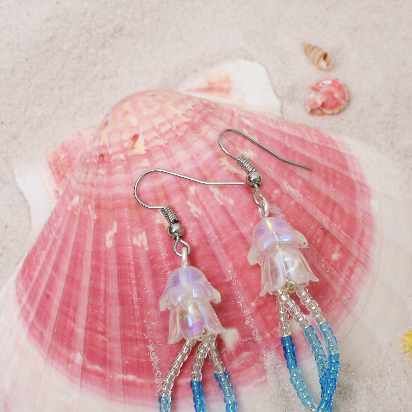 Handmade Jellyfish Earrings – Iridescent Ocean-Inspired Dangles