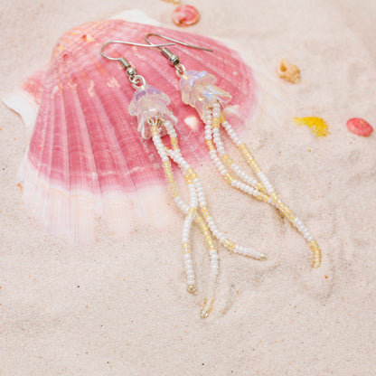 Handmade Jellyfish Earrings – Iridescent Ocean-Inspired Dangles