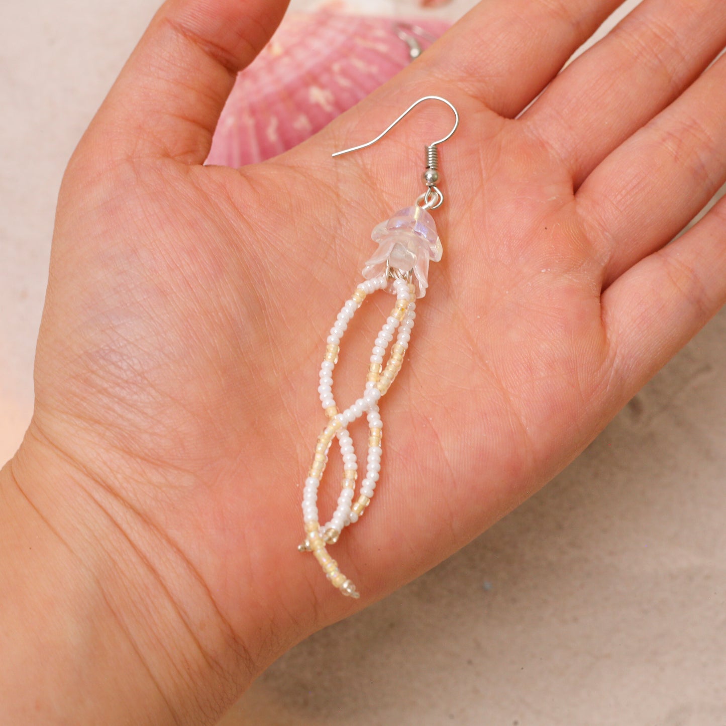 Handmade Jellyfish Earrings – Iridescent Ocean-Inspired Dangles
