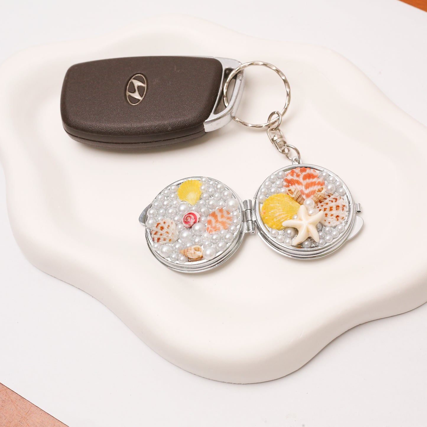 Seashell Mirror Keychain