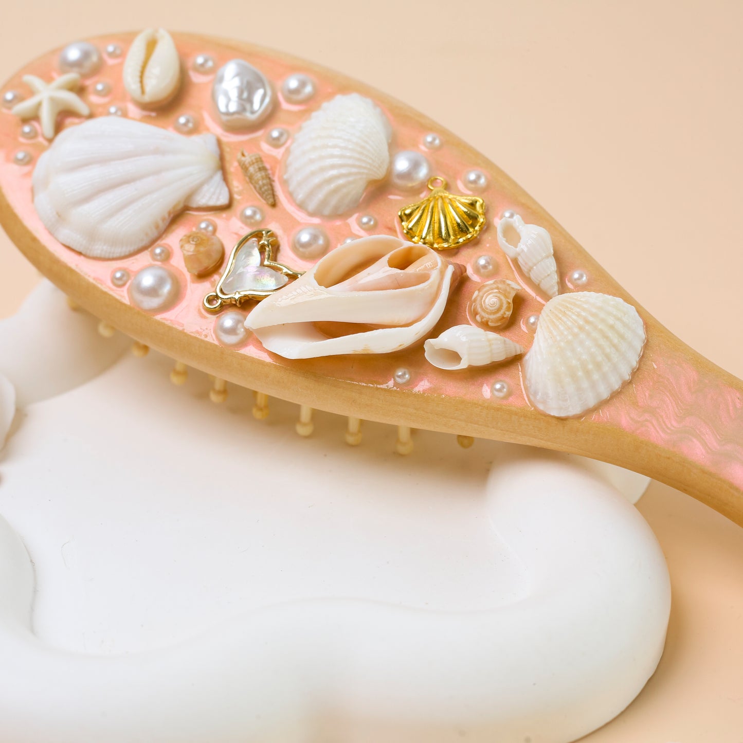 Boho Seashell Hairbrush