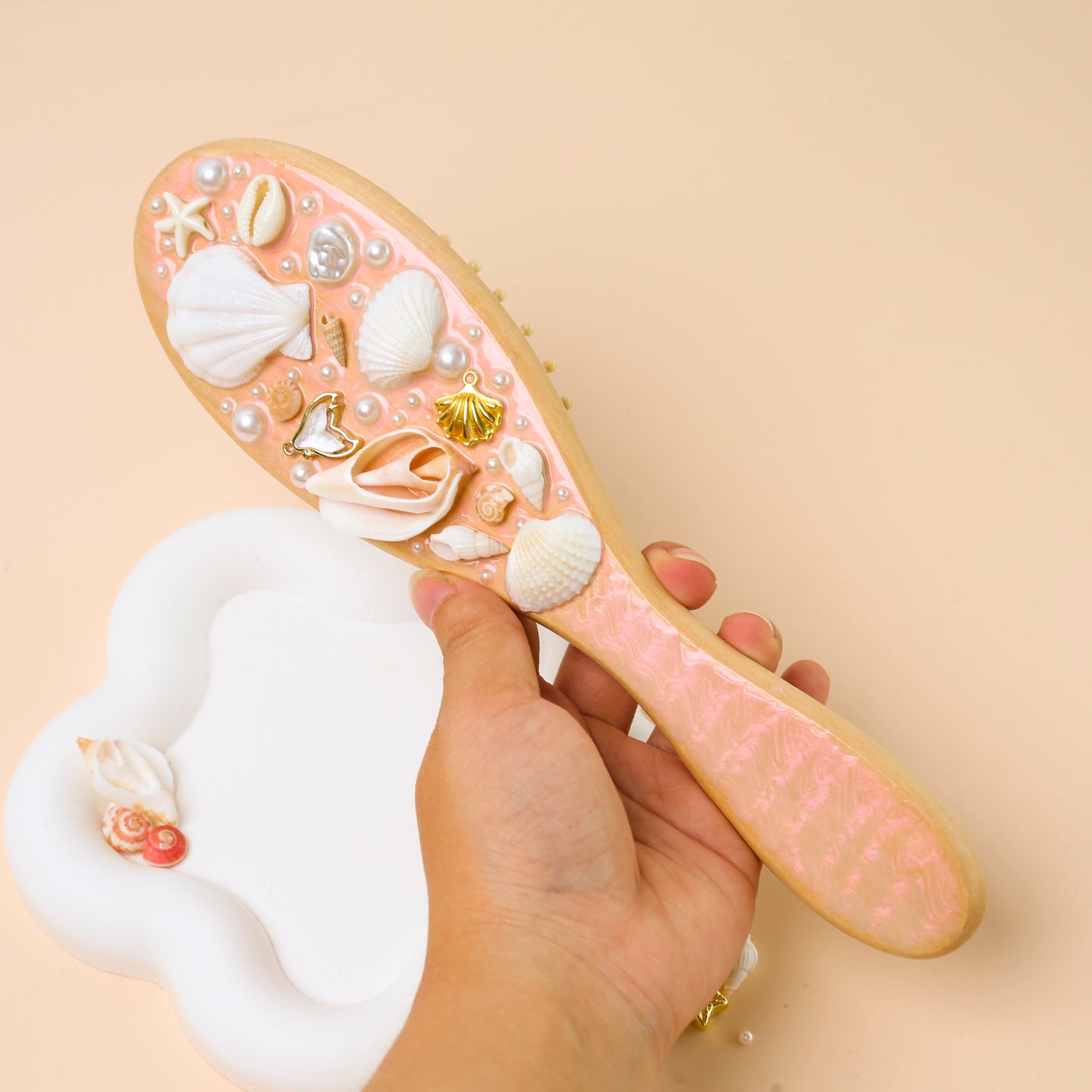 Boho Seashell Hairbrush