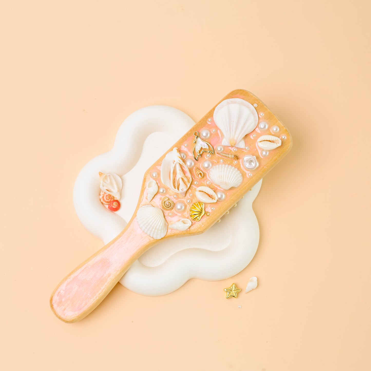 Boho Seashell Hairbrush