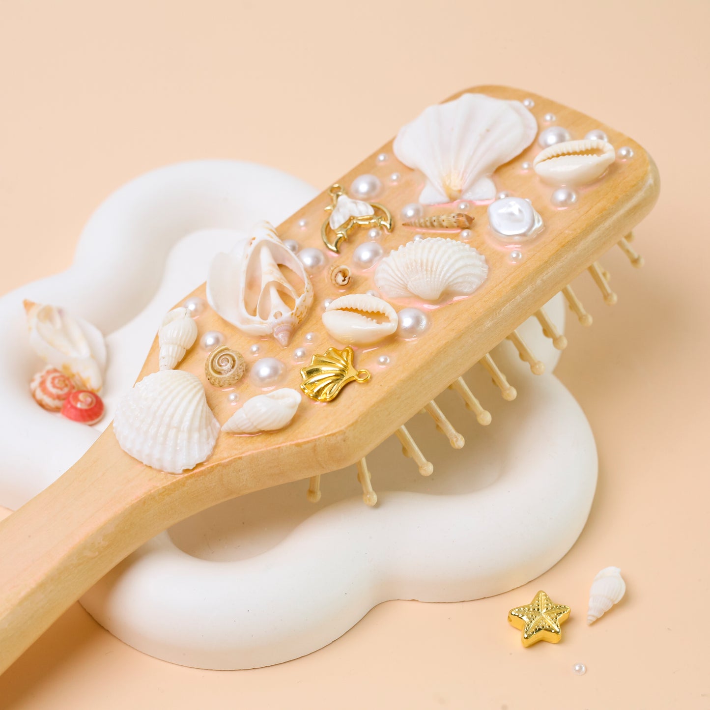 Boho Seashell Hairbrush