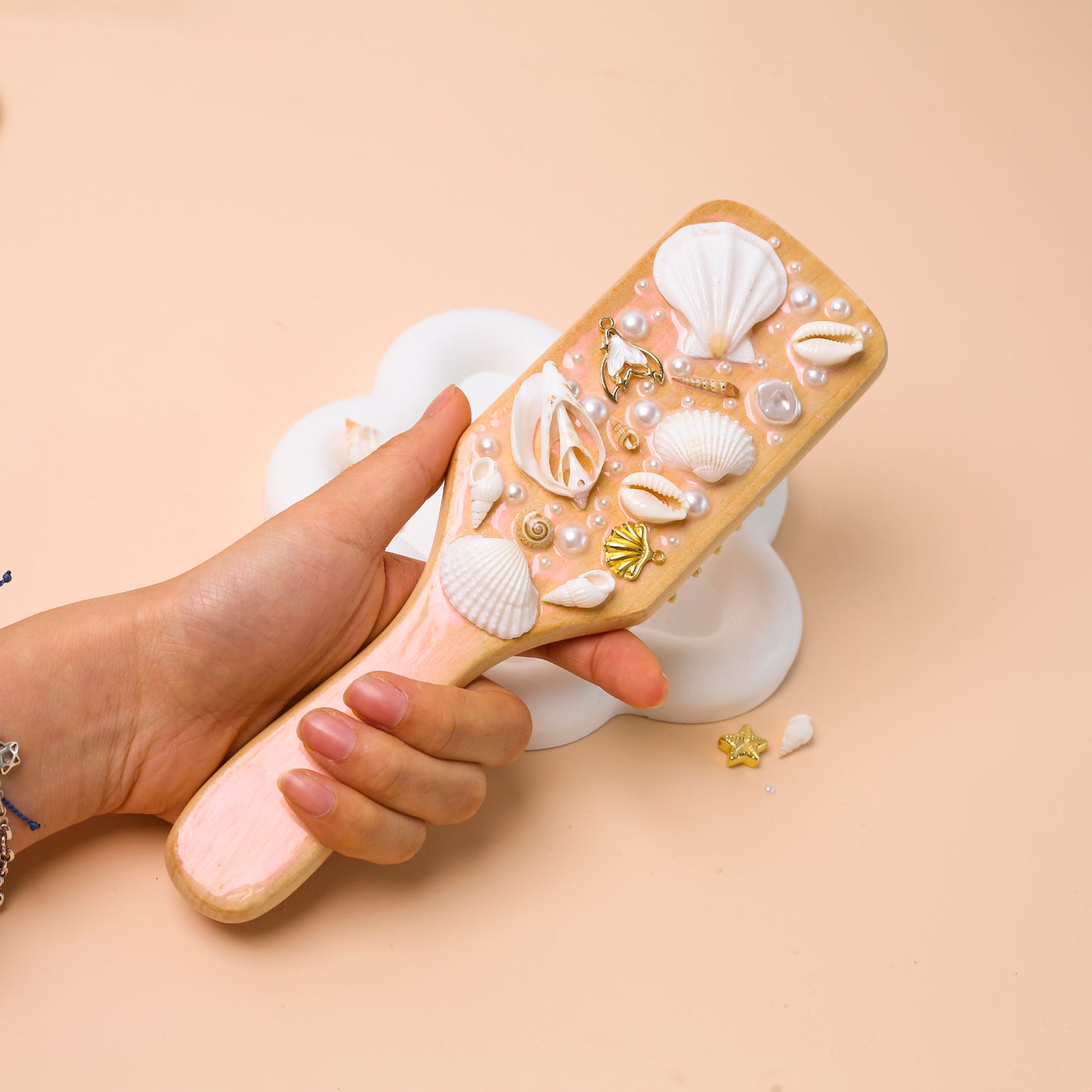 Boho Seashell Hairbrush