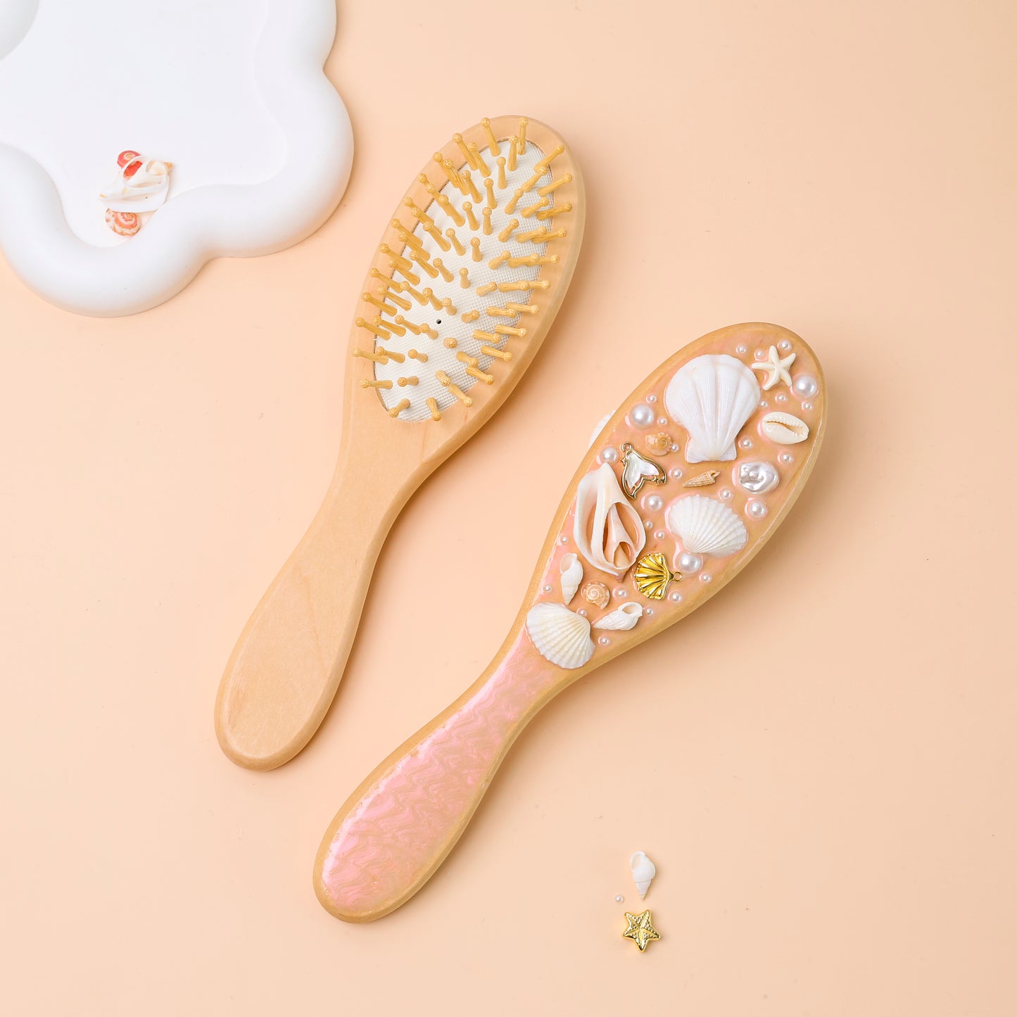 Boho Seashell Hairbrush