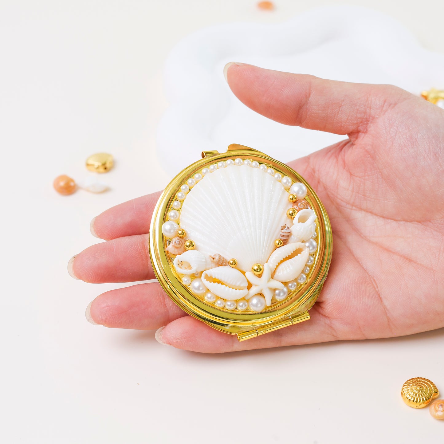 Boho Seashell Compact Mirror