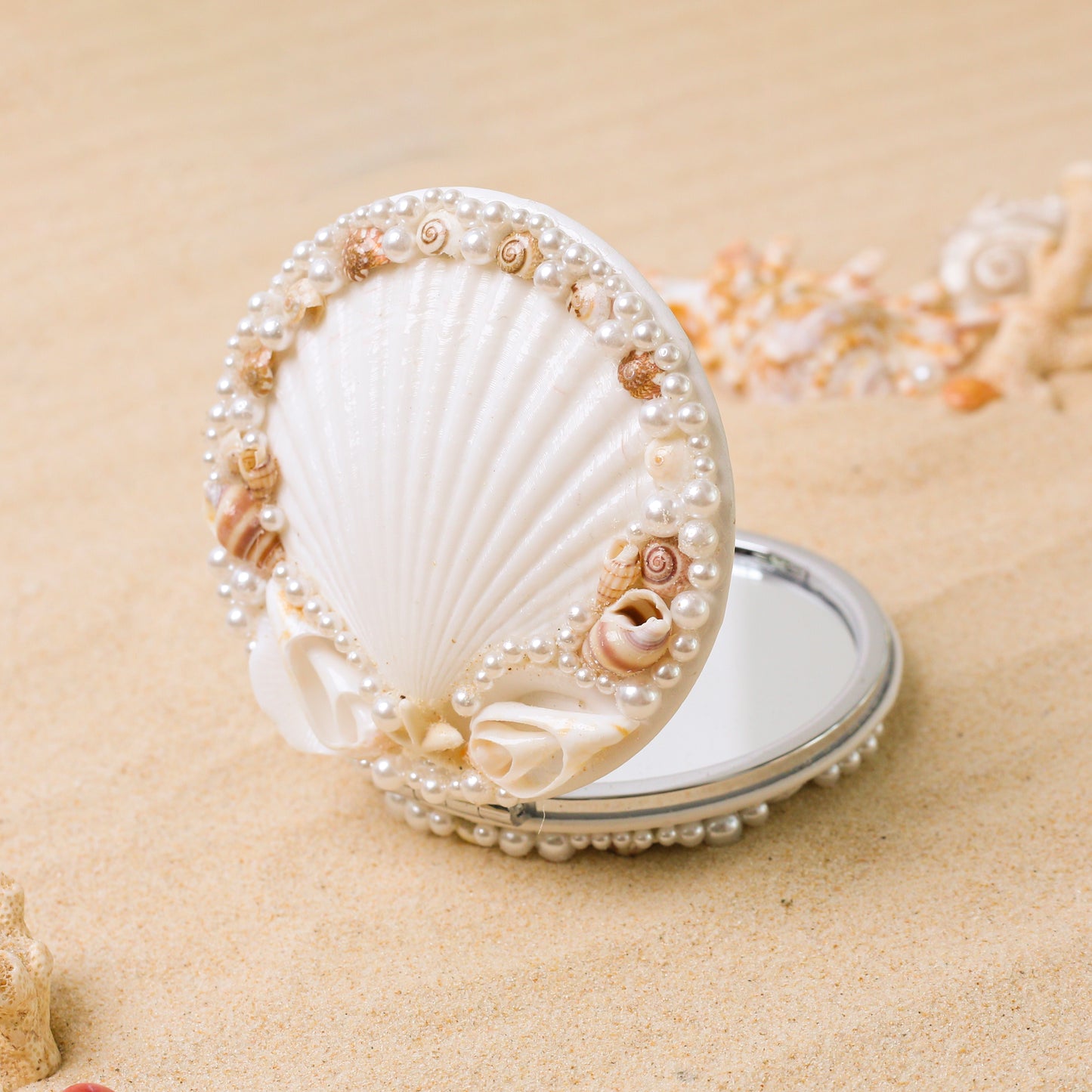 Boho Seashell Pocket Mirror