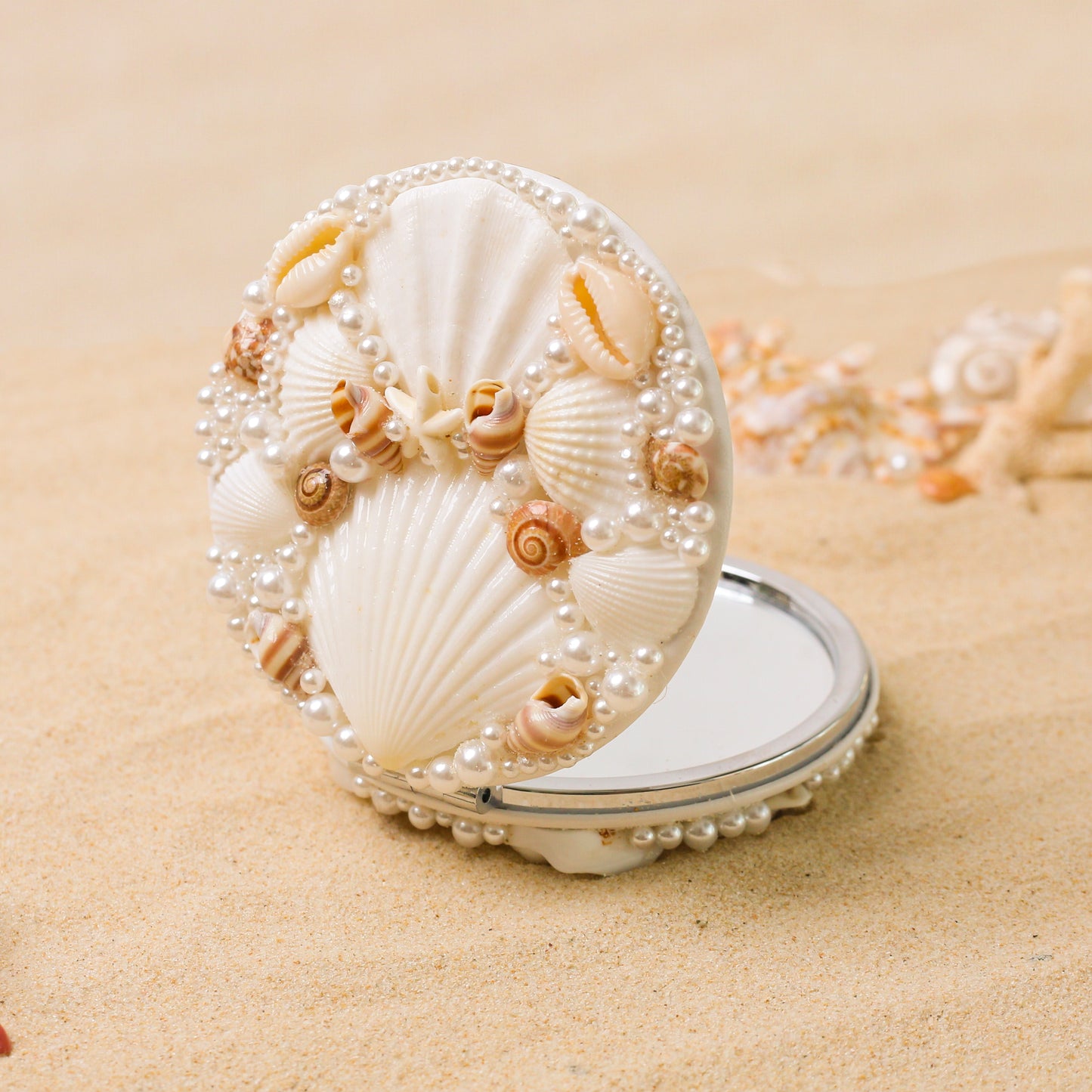 Boho Seashell Pocket Mirror