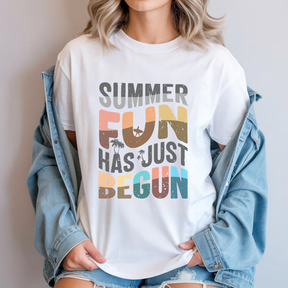 Summer Fun Has Just Begun Graphic Tee – Casual Everyday Beachwear T-Shirt