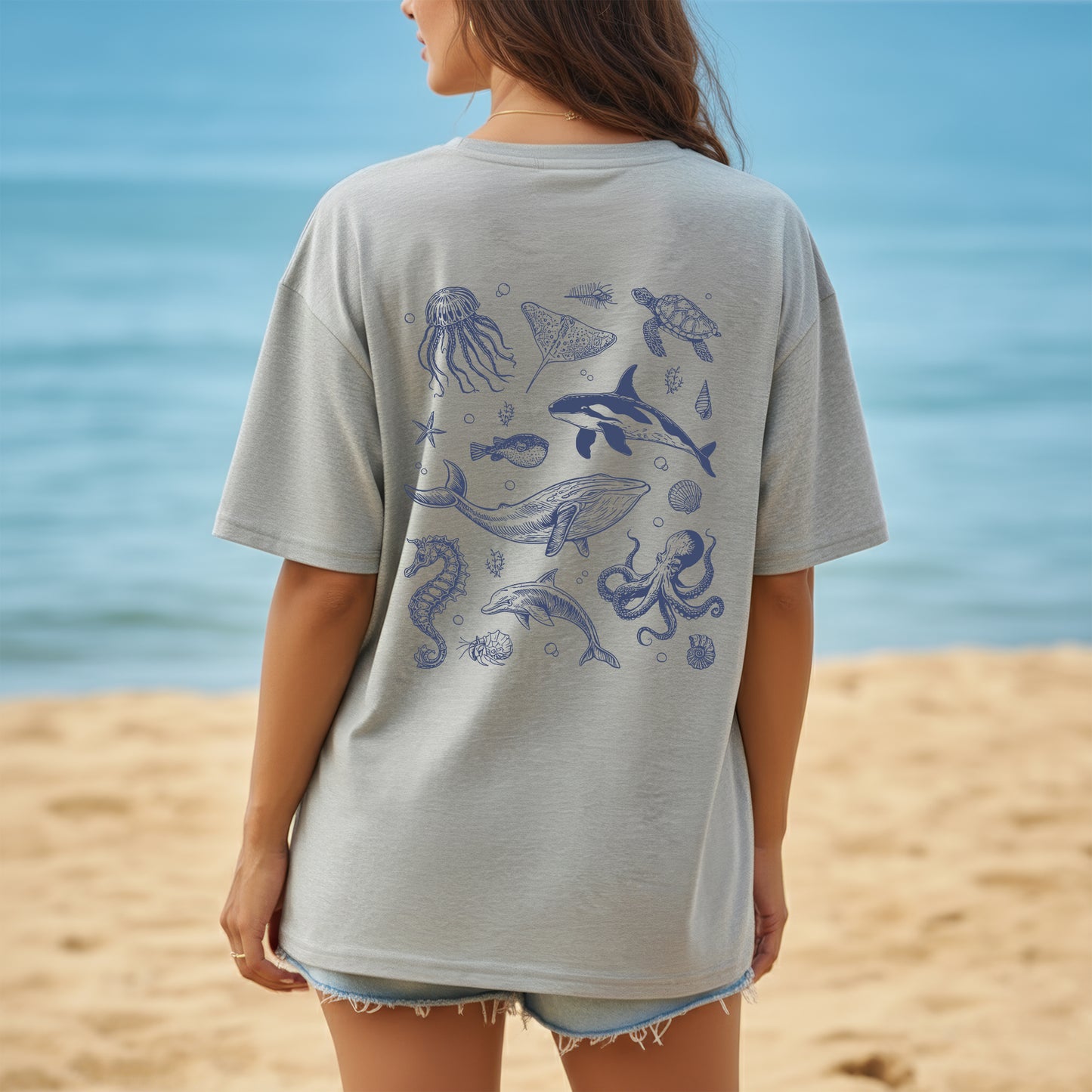 Ocean Life Graphic Tee – Sea Creatures Unisex T-Shirt / Marine Art Shirt / Beach Vibes Tee