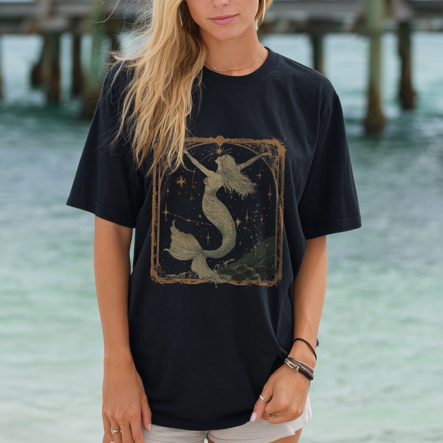 Mermaid Graphic T-Shirt – Vintage Boho Tee for Everyday & Beach Style