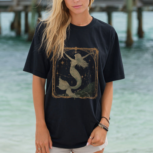 Mermaid Graphic T-Shirt – Vintage Boho Tee for Everyday & Beach Style