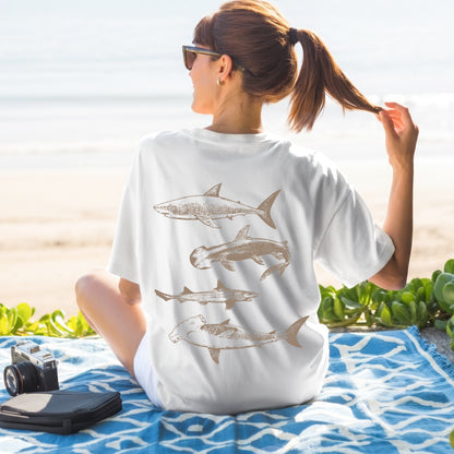 Ocean Sharks Graphic T-Shirt – Coastal Beach Tee for Ocean Lovers