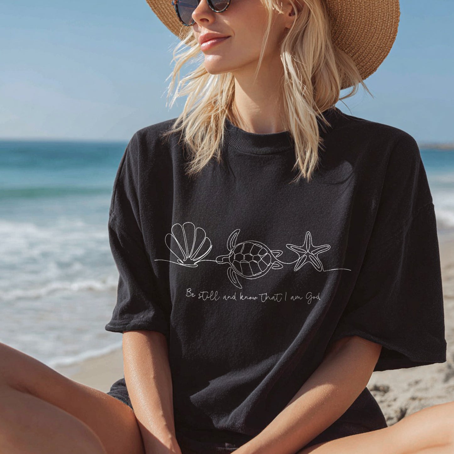 Coastal Shell & Sea Life Graphic T-Shirt