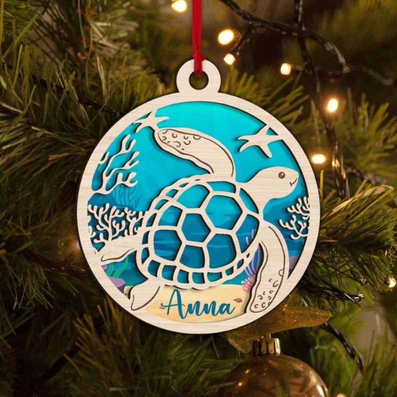 Personalized Turtle Christmas Ornament