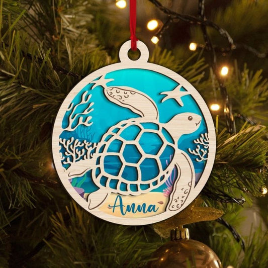 Personalized Turtle Christmas Ornament