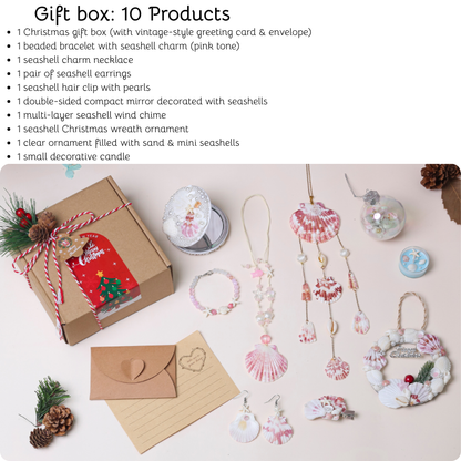 [9 Products] Christmas Seashell Gift Set – Handmade Holiday Beach-Inspired Gift Box