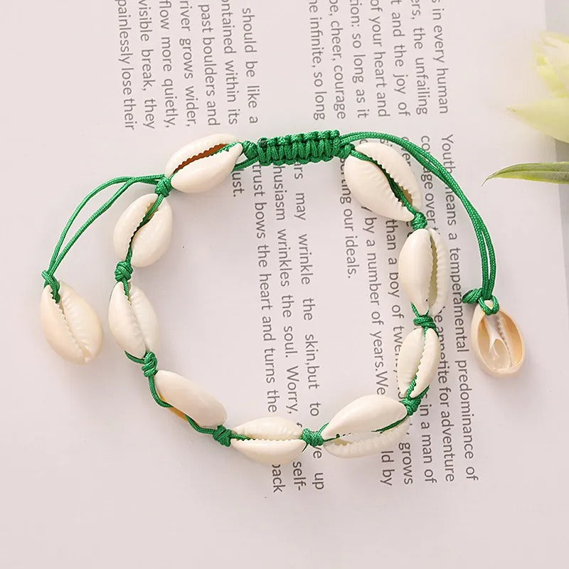 Handmade Cowrie Shell Adjustable Bracelet – Multiple Colors