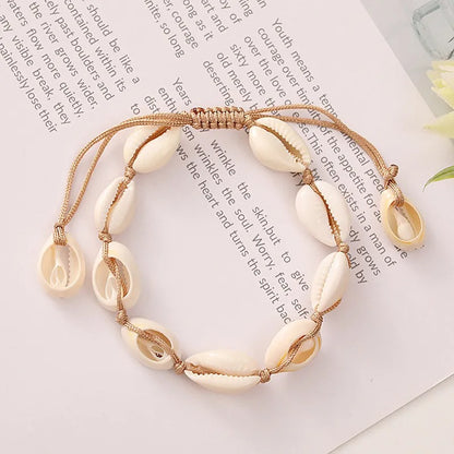 Handmade Cowrie Shell Adjustable Bracelet – Multiple Colors