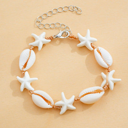 Starfish & Cowrie Shell Handmade Bracelet – Adjustable or Clasp Style