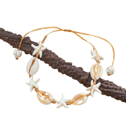 Starfish & Cowrie Shell Handmade Bracelet – Adjustable or Clasp Style
