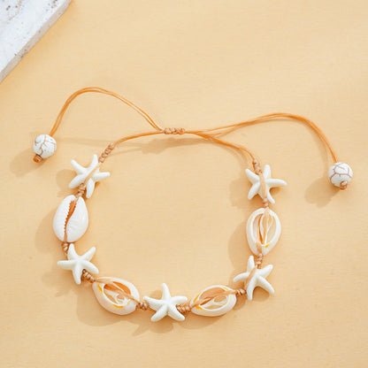 Starfish & Cowrie Shell Handmade Bracelet – Adjustable or Clasp Style