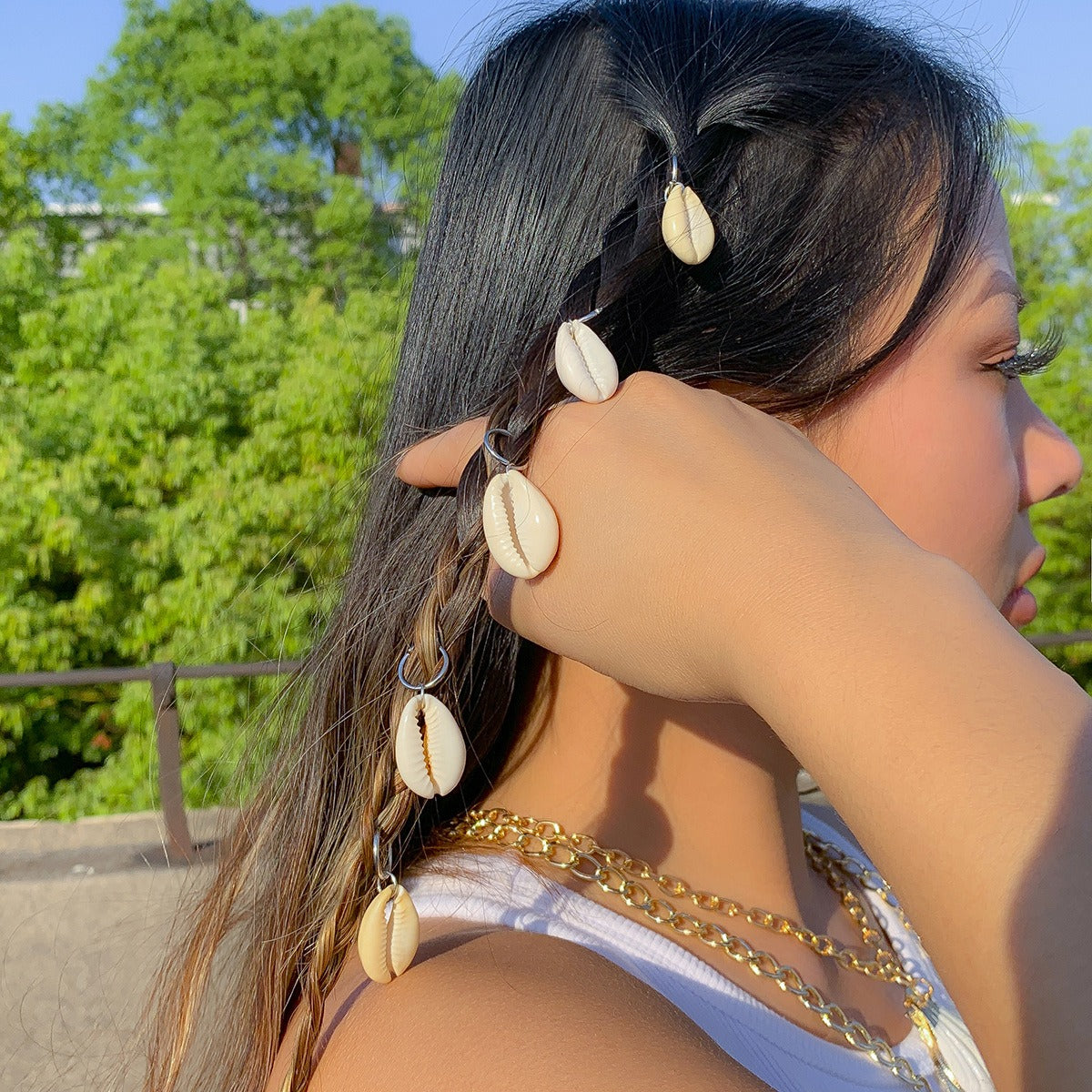 5pcs Seashell Hair Charms – Boho Beach Hair Accessories