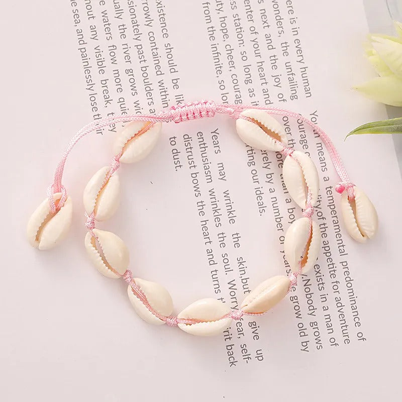 Handmade Cowrie Shell Adjustable Bracelet – Multiple Colors