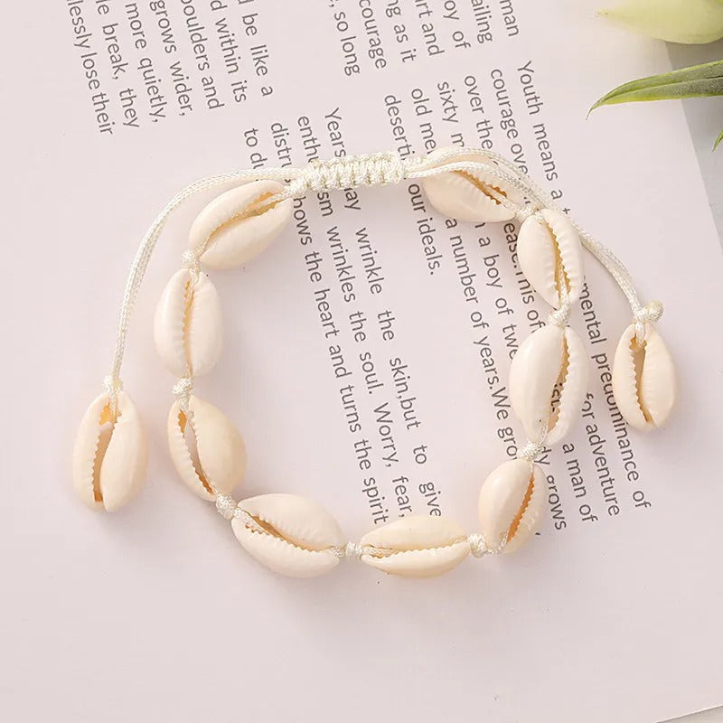 Handmade Cowrie Shell Adjustable Bracelet – Multiple Colors