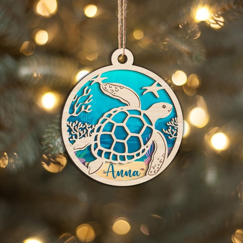 Personalized Turtle Christmas Ornament