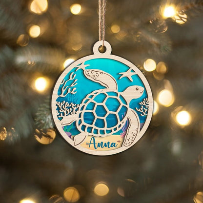 Personalized Turtle Christmas Ornament