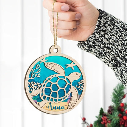 Personalized Turtle Christmas Ornament