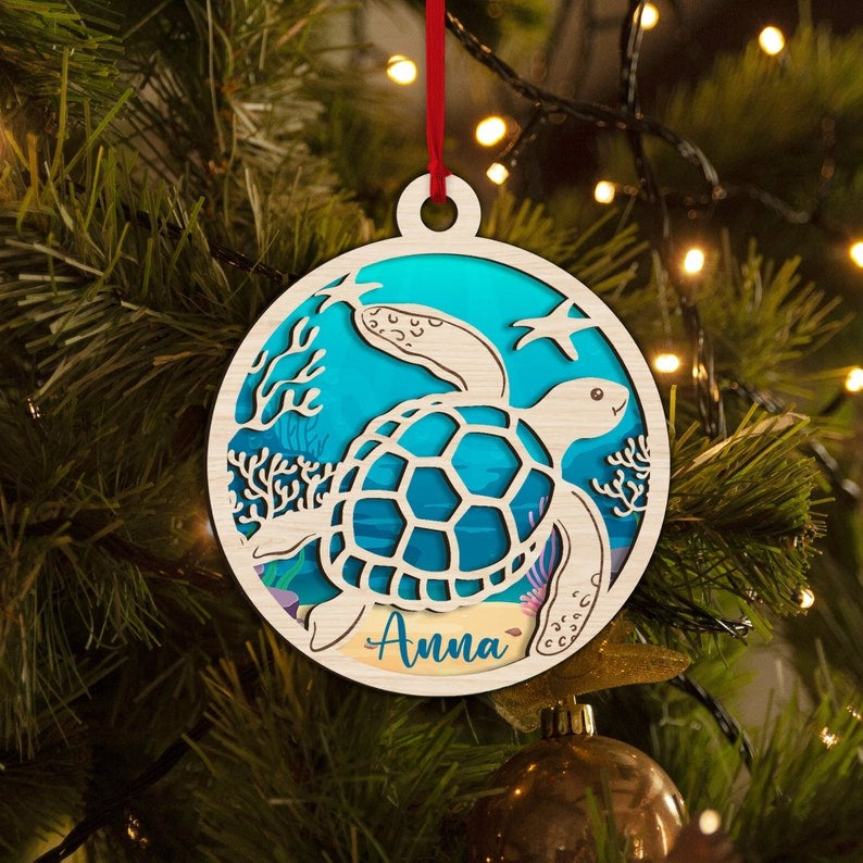 Personalized Turtle Christmas Ornament