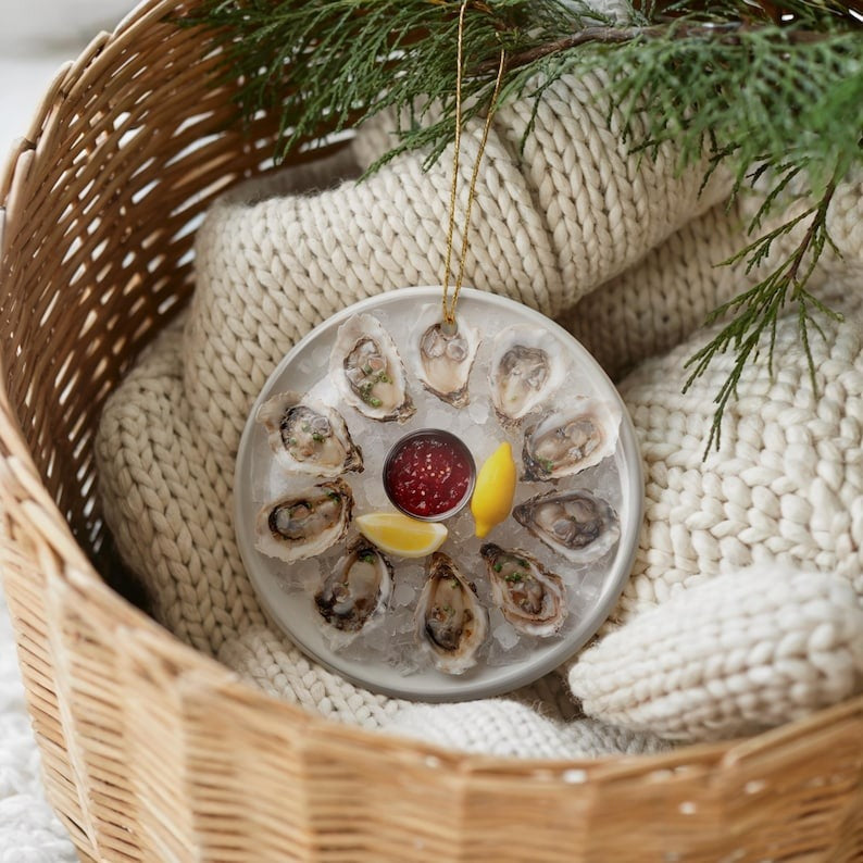 Coastal Oyster Plate Ornament