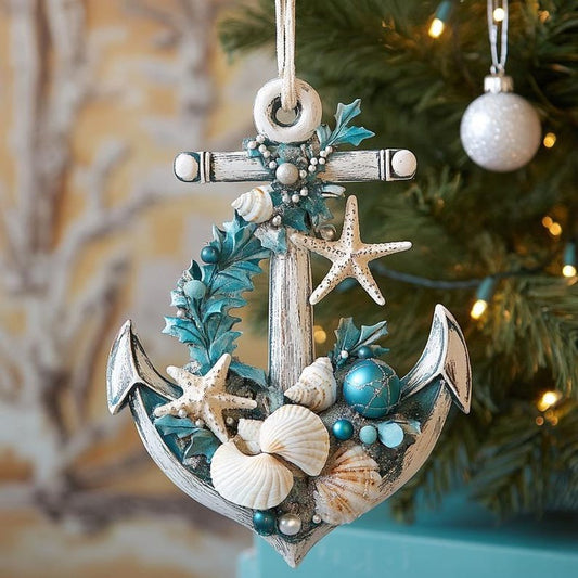 Coastal Anchor Seashell Ornament