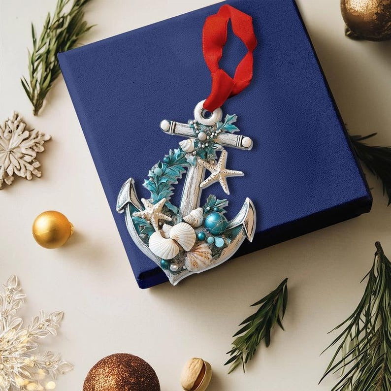 Coastal Anchor Seashell Ornament